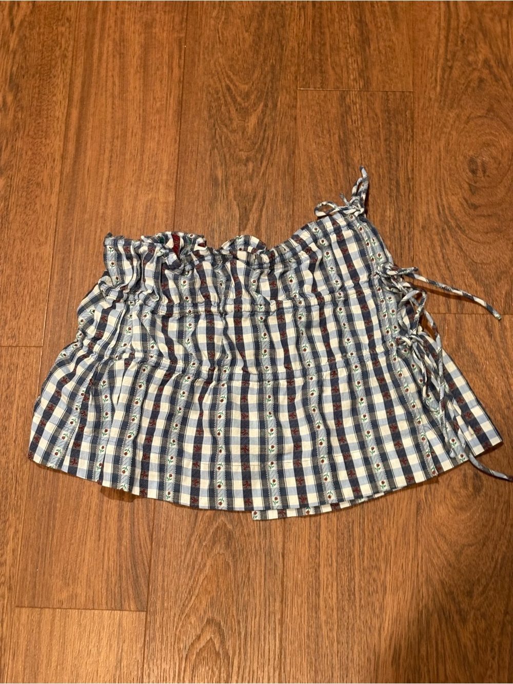 Blue Plaid Eyelet-Trim Mini Skirt